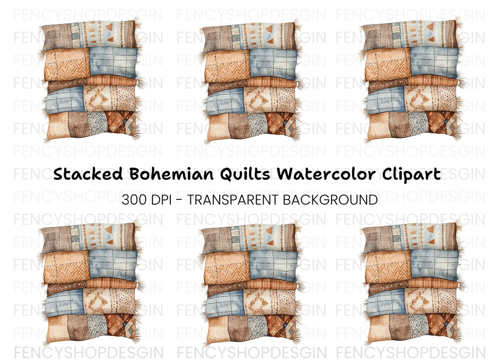 Boho Quilt and Blanket Clipart Bundle