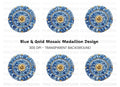 Blue Floral Mosaic Tile Clipart Bundle