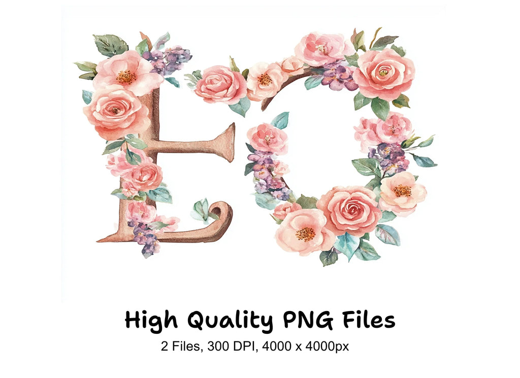 Floral Alphabet Clipart Bundle