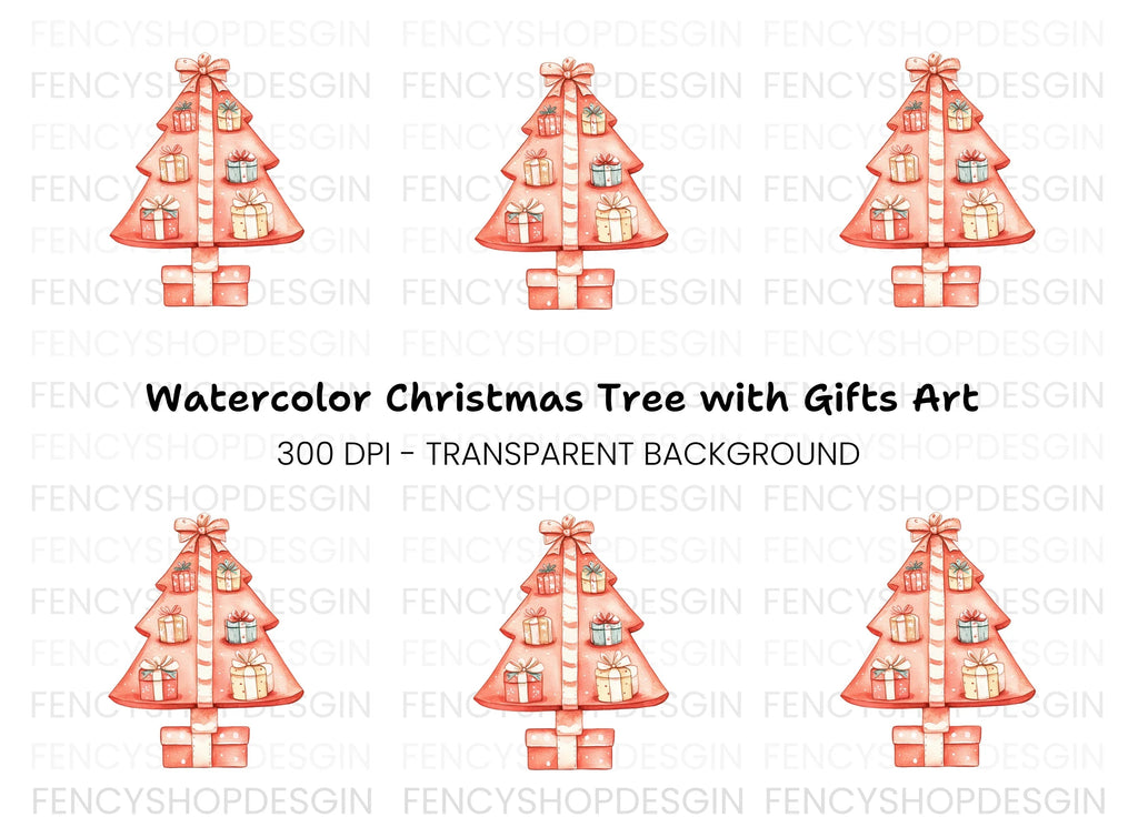 Christmas Tree with Gifts Clipart Bundle