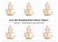 Winter Girl Reading Book Clipart Bundle