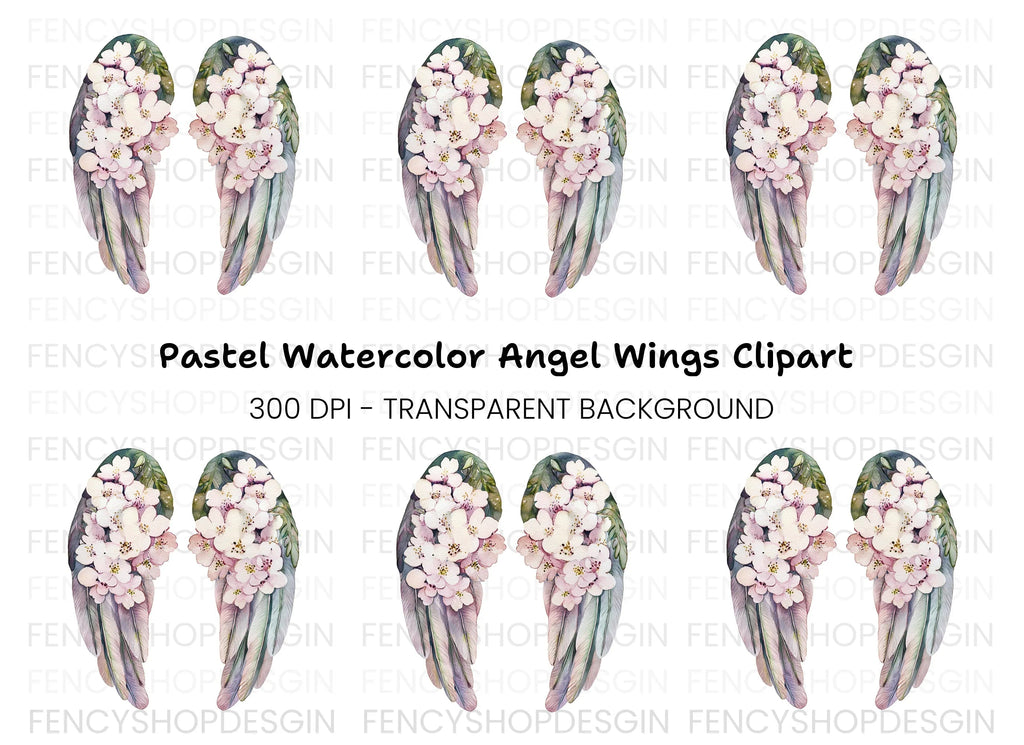 Floral Angel Wings Clipart Bundle