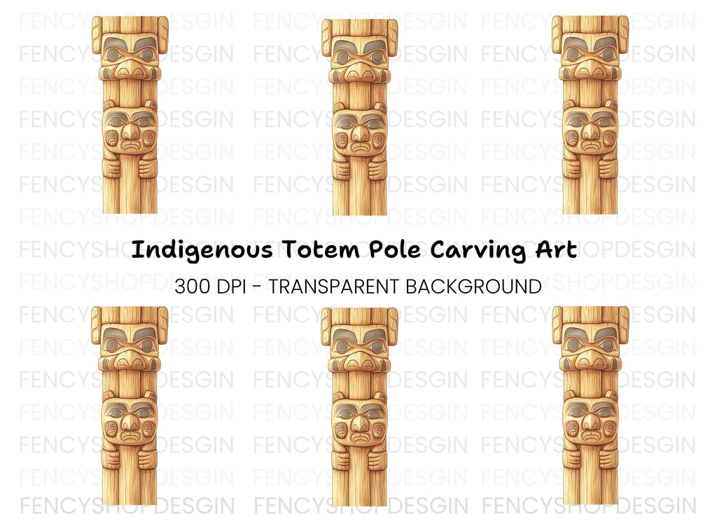 Indigenous Totem Pole Clipart Bundle