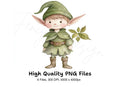 Cute Green Elves Clipart Bundle