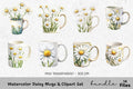 Daisy Mugs Clipart Bundle