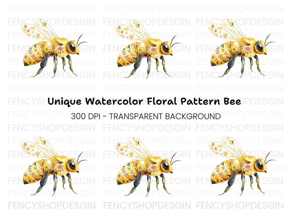 Floral Bee Clipart Bundle