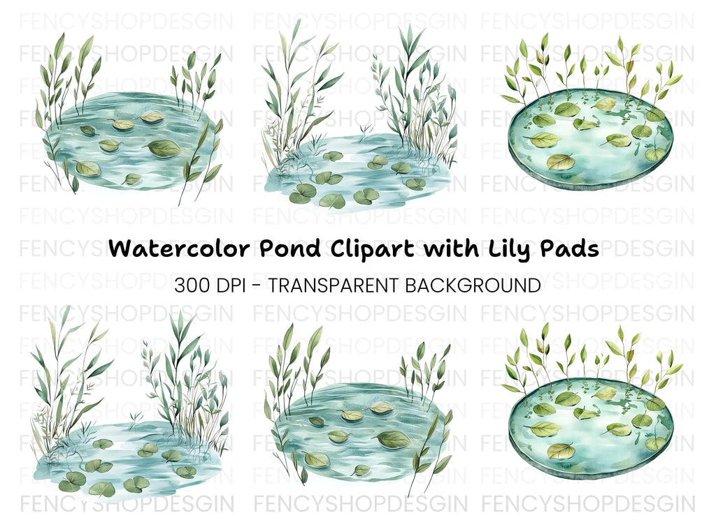 Pond Water Plant Clipart Bundle