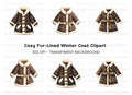 Winter Fur Coats Clipart Bundle