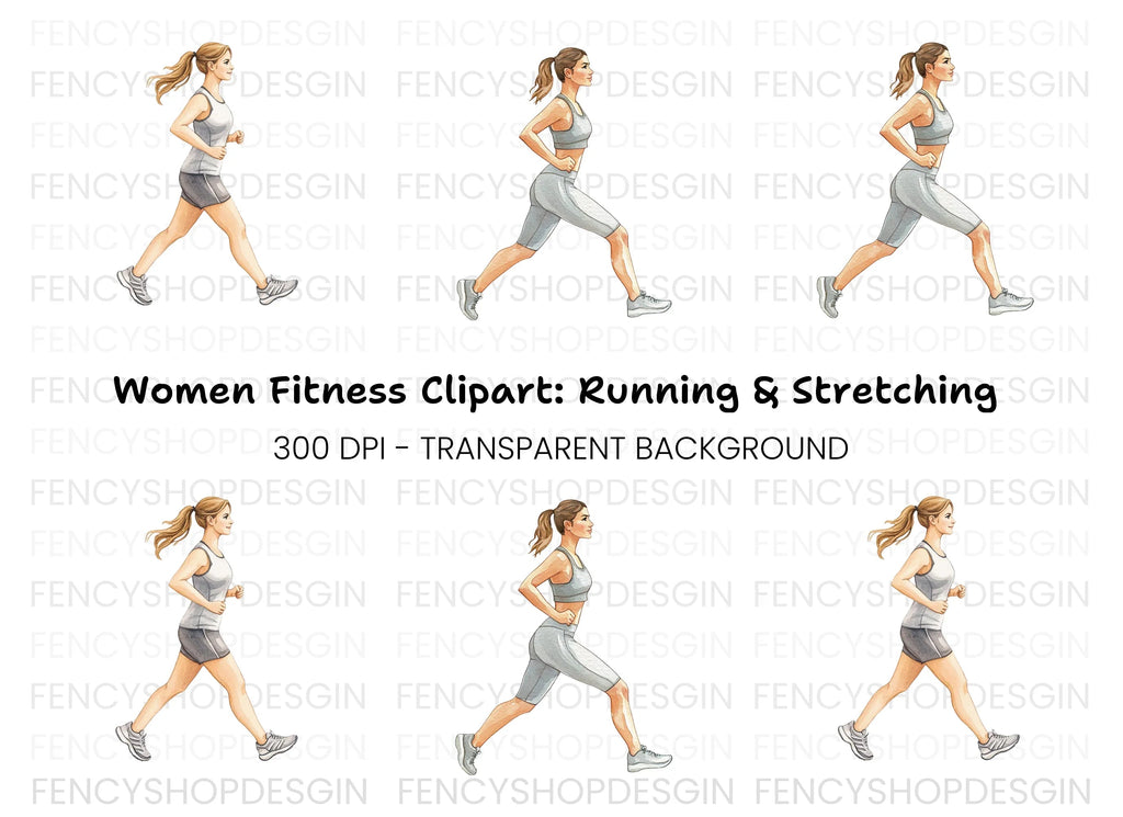 Dynamic Running Women Clipart Bundle