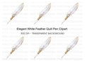 Elegant White Feather Quill Pen Clipart Bundle
