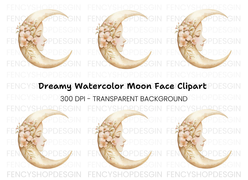 Moon Sleeping Face Clipart Bundle