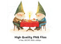 Romantic Gnome Couple Dinner Clipart Bundle