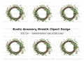 Rustic Greenery Wreath Clipart Bundle