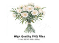 Elegant White Floral Bouquet Clipart Bundle