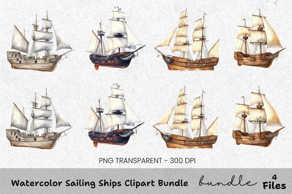 Sailing Ships Clipart Bundle