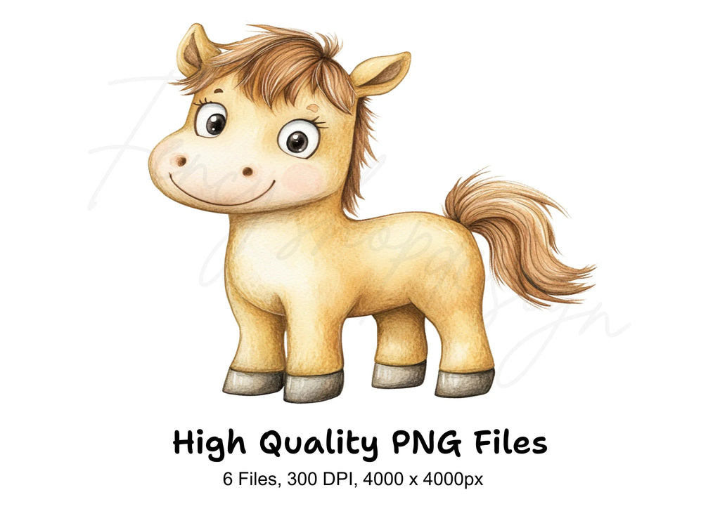 Adorable Cartoon Horse Clipart Bundle