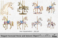 Elegant Carousel Horse and Unicorn Clipart Bundle