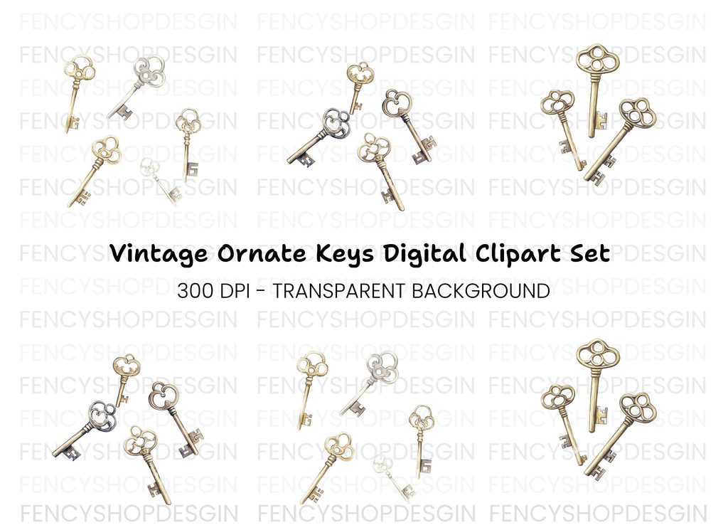 Vintage Keys Clipart Bundle