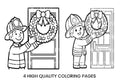 Firefighter Hanging Christmas Wreath Coloring Books