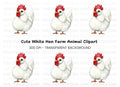 Cute White Rooster Clipart Bundle