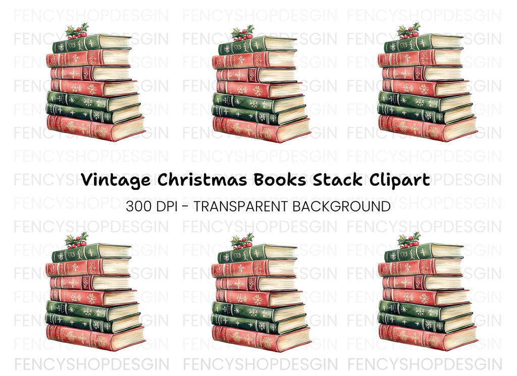 Holiday Book Stack Clipart Bundle