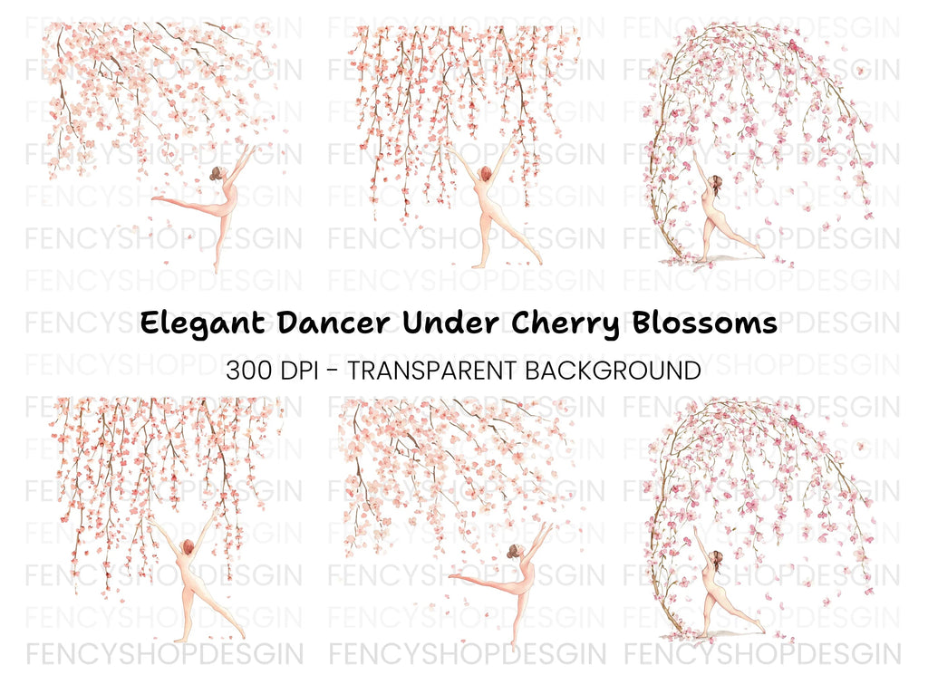 Cherry Blossom Dancers Clipart Bundle