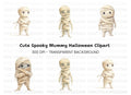 Cute Halloween Mummy Clipart Bundle