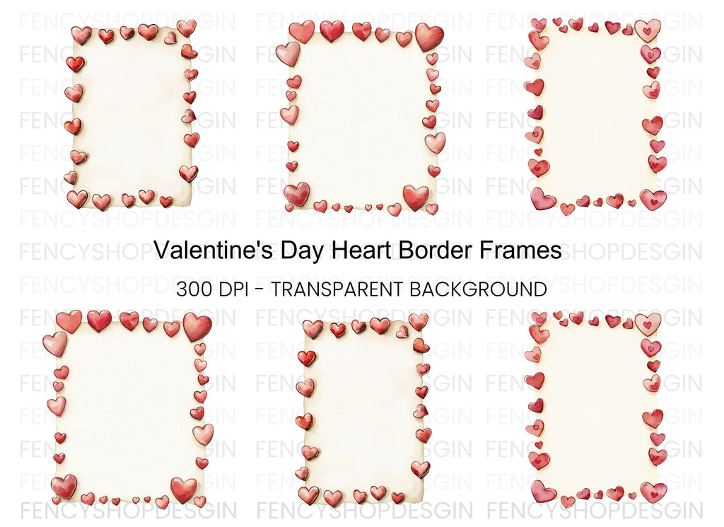 Romantic Heart Border Clipart Bundle
