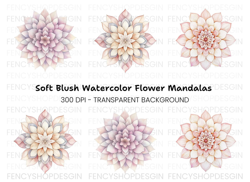Soft Pastel Dahlia Flower Clipart Bundle
