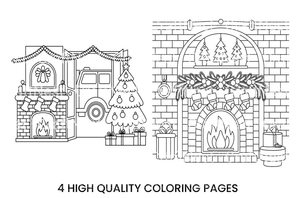 Cozy Christmas Fireplace Coloring Books