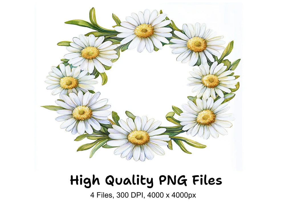 Daisy Wreath Clipart Bundle