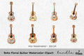 Boho Floral Guitar Clipart Bundle