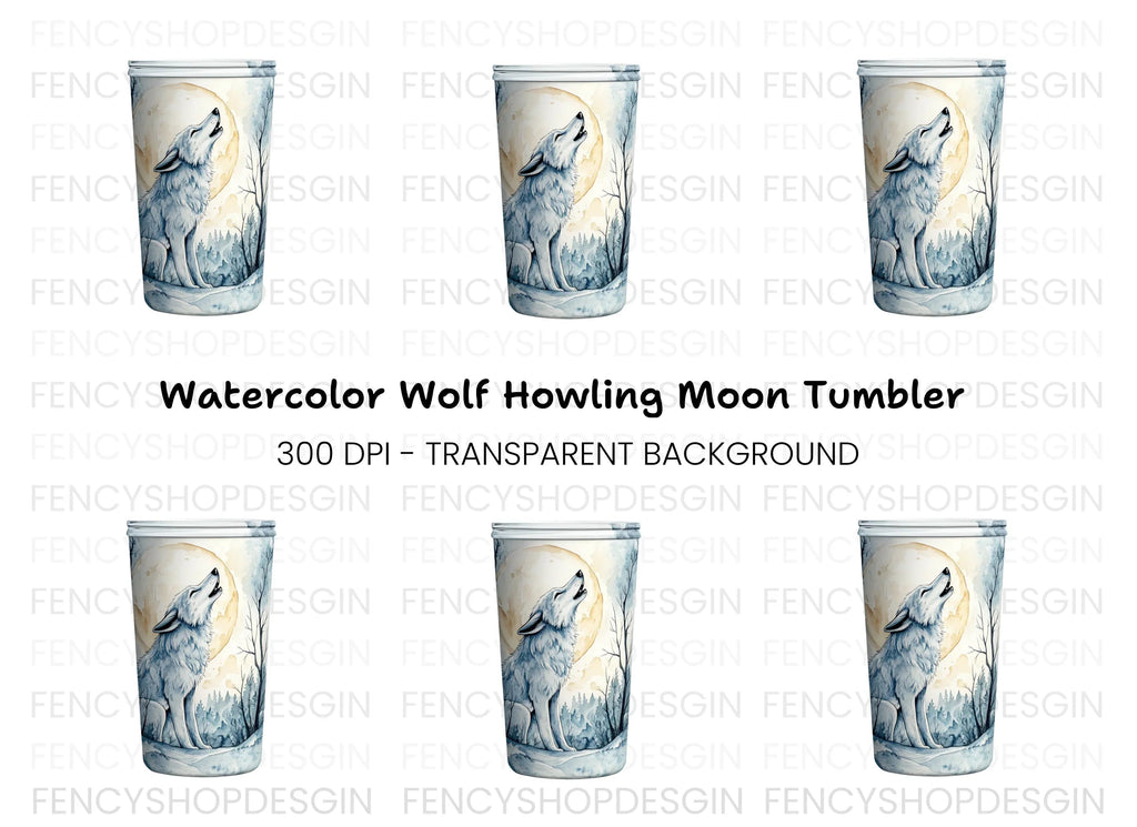 Wolf Howling at Moon Clipart Bundle