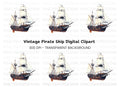 Vintage Pirate Ship Clipart Bundle
