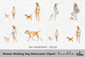Woman Walking Dog Clipart Bundle