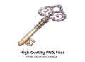Elegant Gold Keys with Gemstone Clipart Bundle