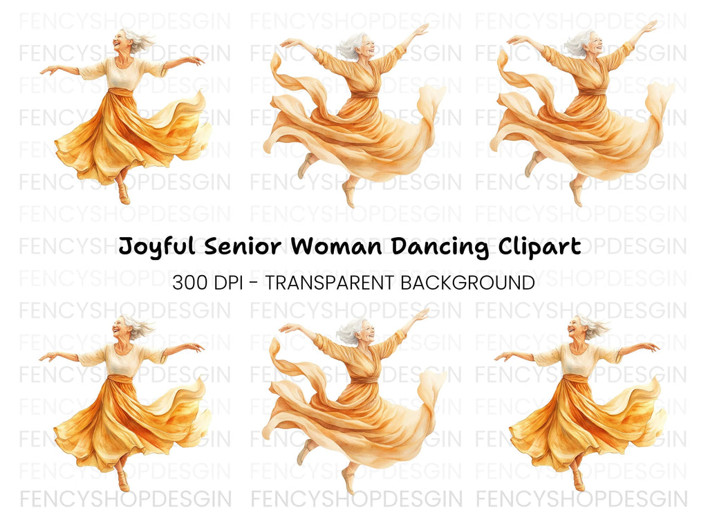 Joyful Senior Ballerina Clipart Bundle