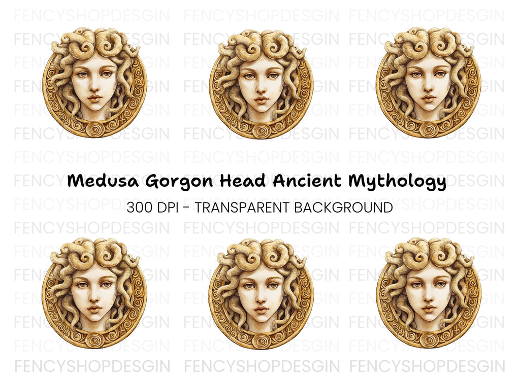 Medusa Head Illustration Clipart Bundle