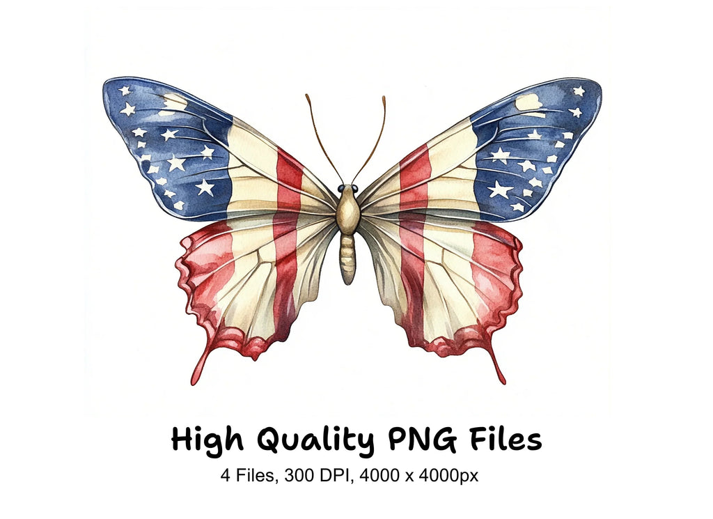 American Flag Butterfly Clipart Bundle