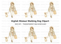 Woman Walking Dog Clipart Bundle