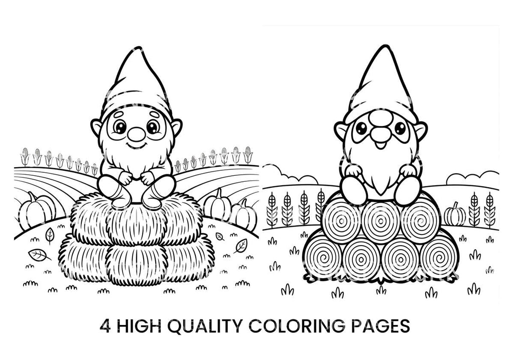 Autumn Gnome Hay Bale Coloring Books