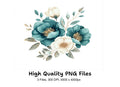 Elegant Teal Gold Floral Clipart Bundle