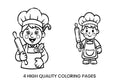 Cute Chef with Rolling Pin Coloring Books