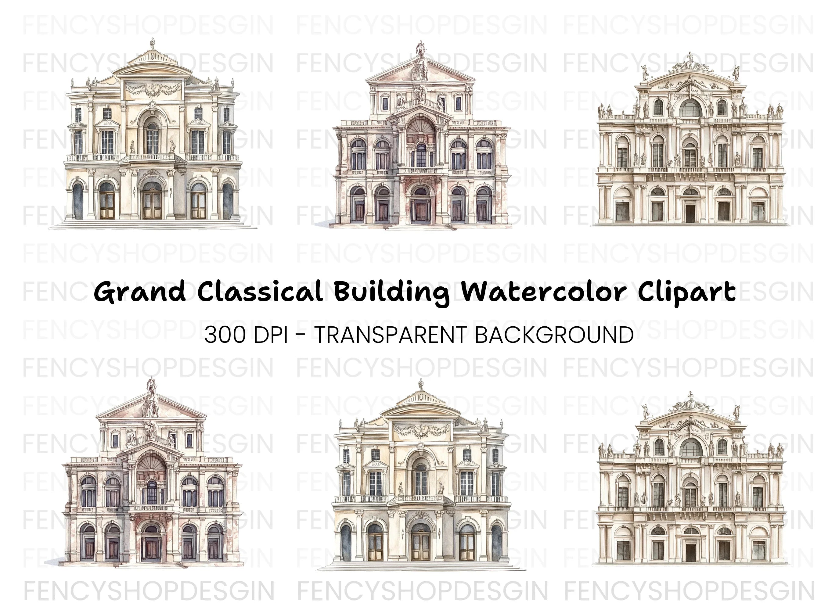Baroque Palace Architecture Clipart Bundle