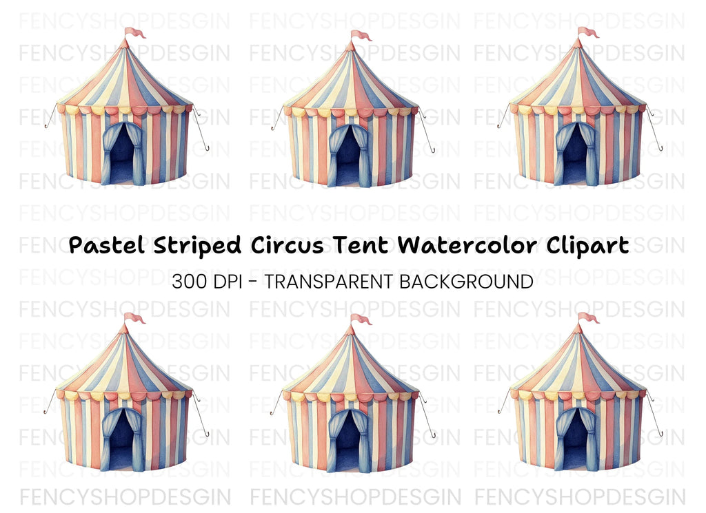 Pastel Circus Tent Clipart Bundle