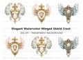 Elegant Winged Shields Clipart Bundle