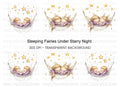 Sleeping Baby Fairies in Hammock Clipart Bundle