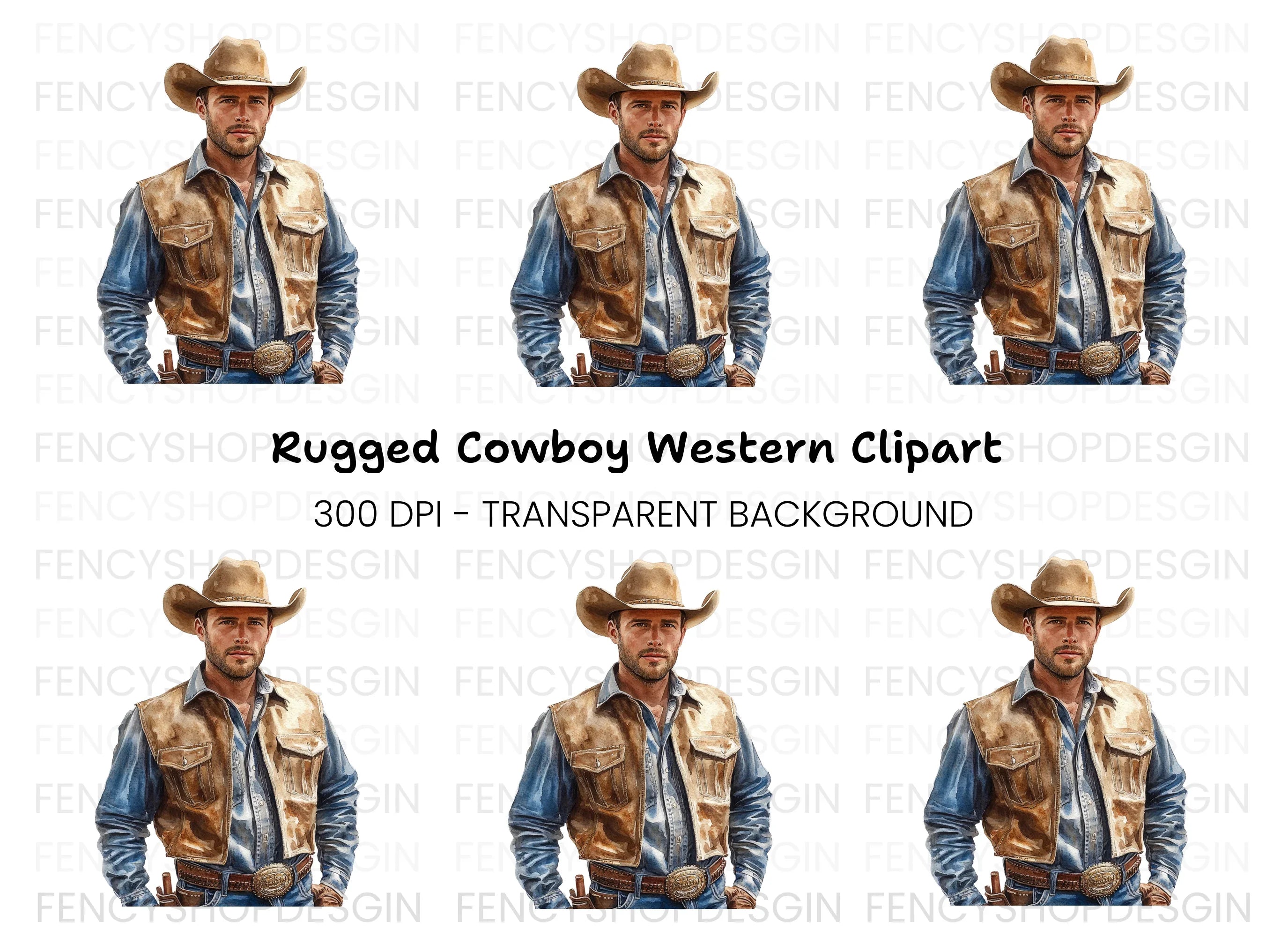 Rugged Cowboy Vest Clipart Bundle