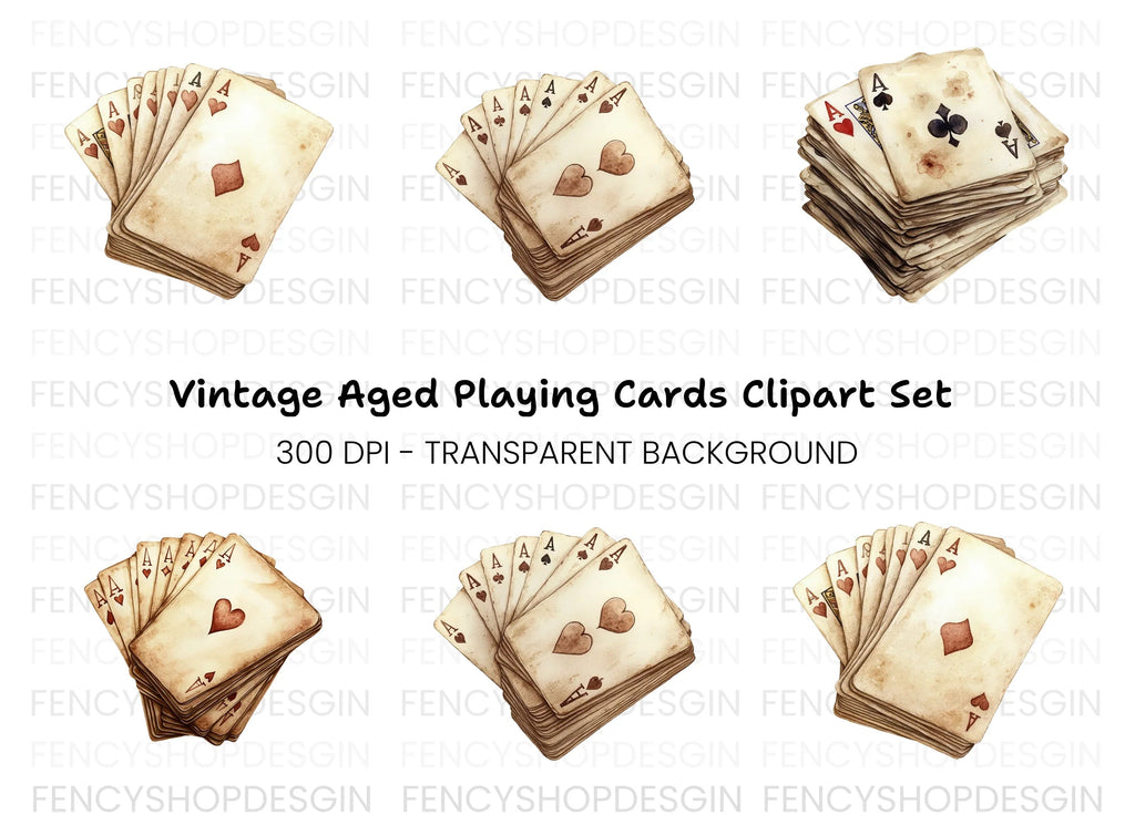 Vintage Playing Cards Clipart Bundle