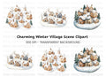 Snowy Village Landscape Clipart Bundle